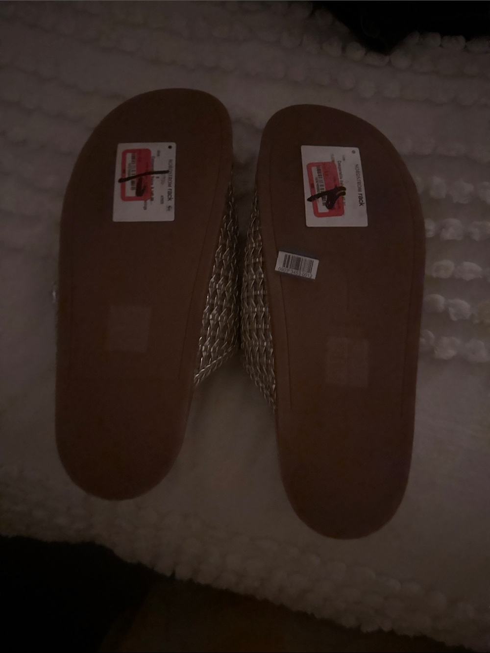 Dolce Vita Metallic Taupe Woven Double-Buckle Slide Sandals - Picture 2 of 4